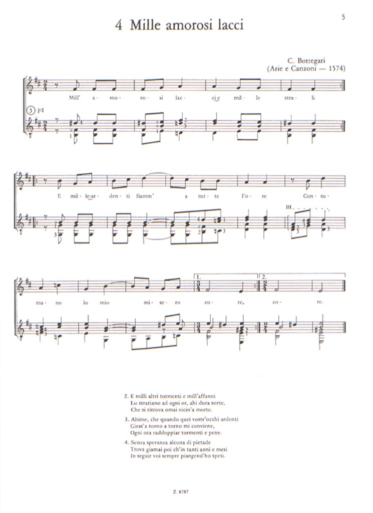 Italien Renaissance Songs für Gesang und Gitarre